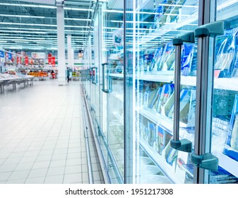 Grocery Store Refrigerator With Various Food