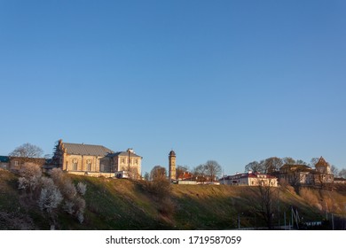 Grodno. Belarus. View Of The Synagogue, Fire Tower And Other Urban Buildings Located On The Hills.