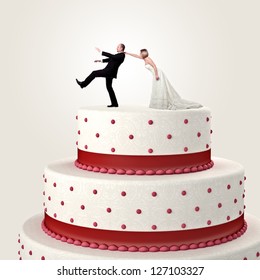 Gromm Try To Escape From Wedding Cake Topper