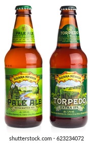 GRONINGEN, NETHERLANDS - APRIL 15, 2017: Bottles Of American Sierra Nevada Pale Ale And Torpedo Extra IPA Beer Isolated On A White Background