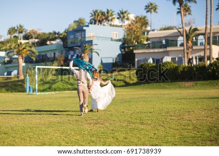 Similar – Image, Stock Photo A bride has fun Lifestyle