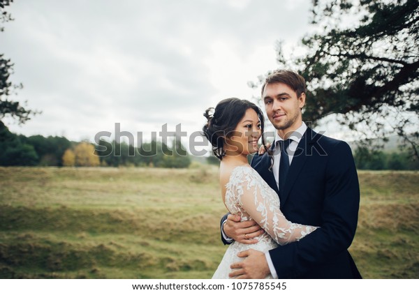 Groom Bride Posing Outdoor Wedding Day Stock Photo Edit Now