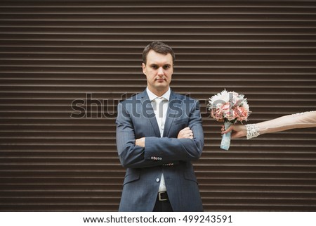 groom and bride spends funny time in the town