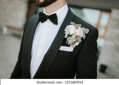 Groom Corsage In Black Jacket