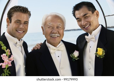 Groom With Father And Best Man