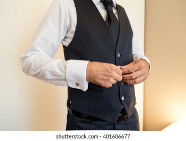 Groom Getting Ready For A Wedding Day.