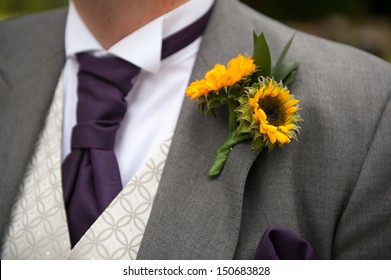 Groom With Sunflower Wedding Buttonhole