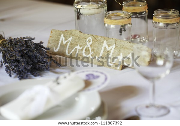 Grooms Brides Places Wedding Table Stock Photo Edit Now 111807392