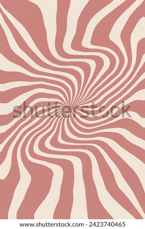 Groovy retro 70s style backgrounds with swirl burst, waves, twisted pattern, and grain paper textures. Vintage wallpaper, template, poster, print, backdrop. Abstract and aesthetic.