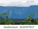Gros Morne National Park of Canada. Ancient landscape is a UNESCO World Heritage Site. Overlooking Western Brook Pond, a fjord formed by glacial erosion. Geological wonders, billion year-old cliffs.