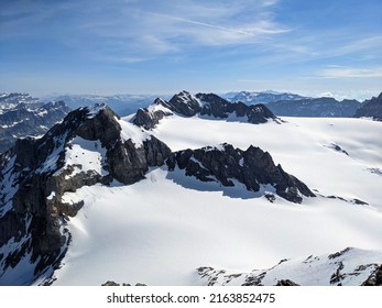 Gross Scharhorn, Gross Schaerhorn. Ski tour to the summit surrounded by large glaciers in Switzerland. summit cross. 