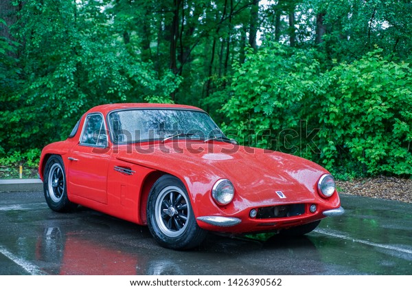 GROSSE POINTE SHORES,\
MI/USA - JUNE 17, 2019:  A 1965 Griffith 200 car at the EyesOn\
Design car show, held at the Edsel and Eleanor Ford House, near\
Detroit, Michigan.