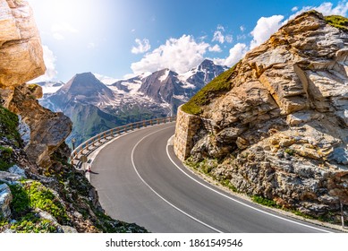 Grossglockner High Alpine Road, German: Grossglockner-Hochalpenstrasse. High mountain pass road in Austrian Alps, Austria.