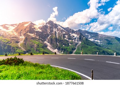 Grossglockner High Alpine Road, German: Grossglockner-Hochalpenstrasse. High mountain pass road in Austrian Alps, Austria.