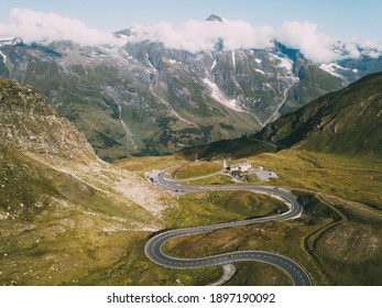 Grossglockner road seen from above. Amazing aerial view.