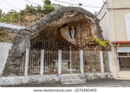 Grotto of Our Lady of Immaculate Conception in the grounds of Saint Joseph Cathedral, in Noumea, capital city of New Caledonia, the French territory of the South Pacific