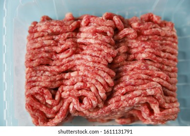 Ground Beef In Packing – Natural Or Artificial Cultured Meat, Close Up