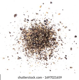 Ground Black Pepper Flakes Isolated On White Background Top View