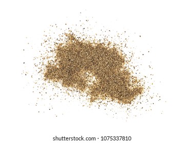 Ground Black Pepper Isolated On White Background, Top View.