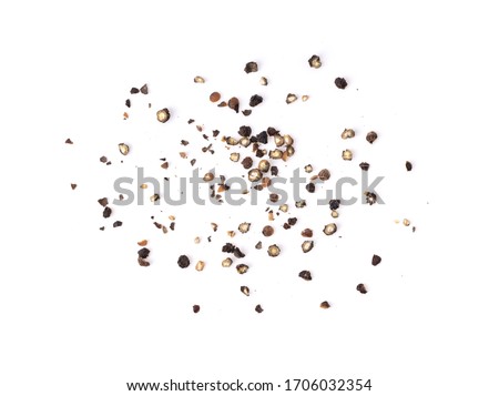Ground black pepper isolated on a white background top view 