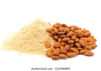 Ground Blanched Almond Flour On A White Background