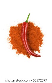 Ground Cayenne Pepper And One Chilly Pepper