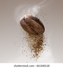 Ground Coffee Falling From The Bean