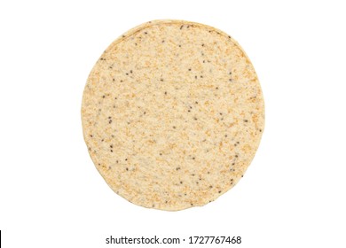 Ground Corn With Black Sesame Tortilla Isolated On A White Background