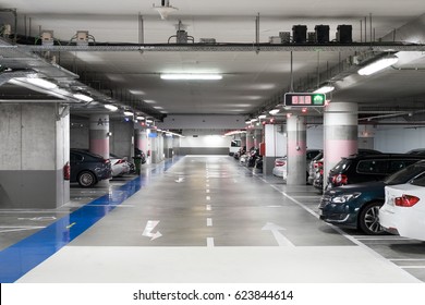 Ground Floor For Car Parking, Modern Underground Parking, Concrete Skeleton For Parking Car, Interior Underground Carpark, Large Private Garage, Hidden Underground Carpark