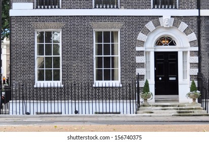 Ground Floor Facade Of 18th Century Georgian London House.