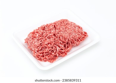 Ground meat on a white background.
