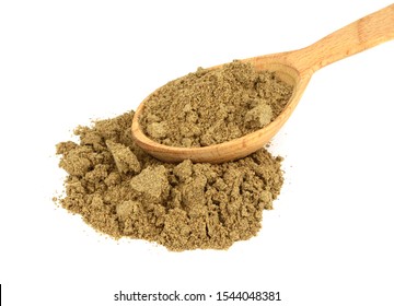 Ground Milk Thistle Seed (Silybum Marianum Powder) Isolated On White Background.