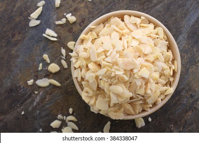 Ground Sliced Almonds In Dish