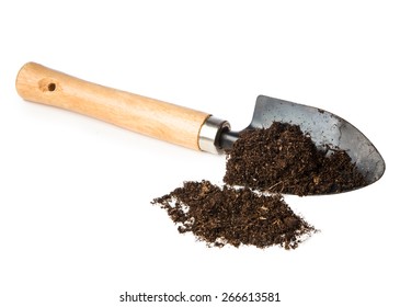 Ground In The Small Shovel Isolated On White Background