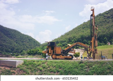 Ground water hole drilling machine. selective focus