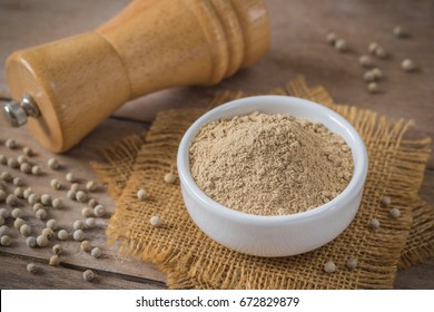 Ground White Pepper In Bowl And Pepper Shaker