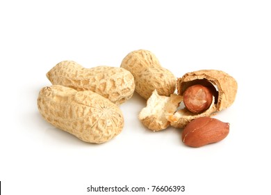 Groundnuts on a white background