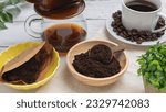 Grounds of coffee beans.An image of reusing the grounds of coffee beans.