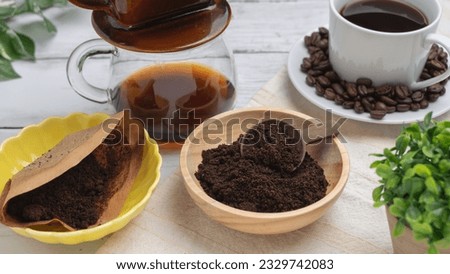 Grounds of coffee beans.An image of reusing the grounds of coffee beans.
