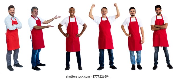 Group of 6 european and american waiters isolated on white background for cut out - Powered by Shutterstock