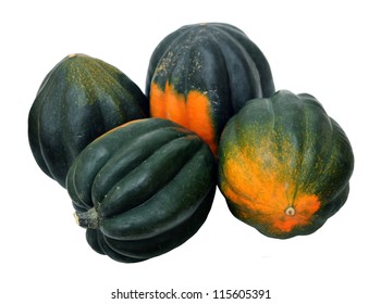 A Group Of Acorn Squash Isolated On White