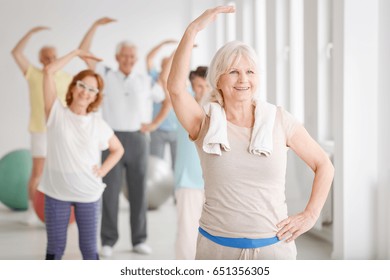 Group Of Active Senior People On Fitness Classes