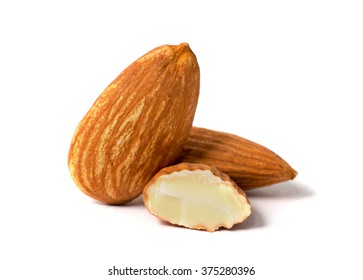 Group Of Almonds Isolated On White