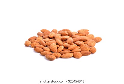 Group Of Almonds  On White Background