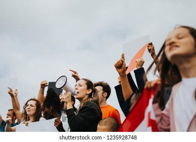 Group of American activists is protesting - Powered by Shutterstock