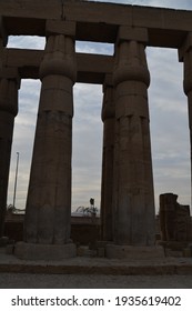 A Group Of An Ancient Egyptian  Pharaonic Pillars Made Of Stone From The Court Of King Amenhotep The Third, The Temple Of Luxor, The Luxor Governorate, Egypt