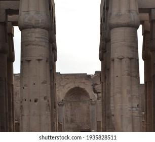 A Group Of An Ancient Egyptian Pharaonic Pillars Made Of Stone From The Court Of King Amenhotep The Third, The Temple Of Luxor, The Luxor Governorate, Egypt