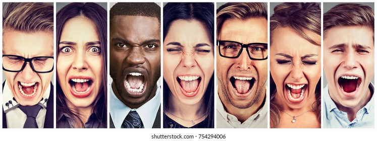 Group of angry people screaming