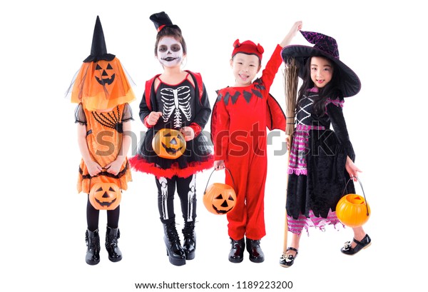 Group Asian Children Wearing Halloween Costume Stock Photo (Edit Now