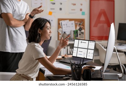 Group of Asian Graphic designer working in office. brain storming, Artist Creative Designer Illustrator Graphic Skill Concept. - Powered by Shutterstock